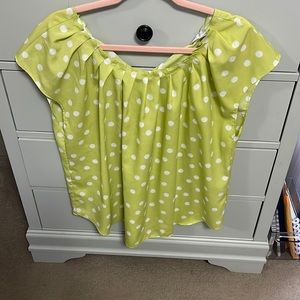 Neon green blouse with polka dots